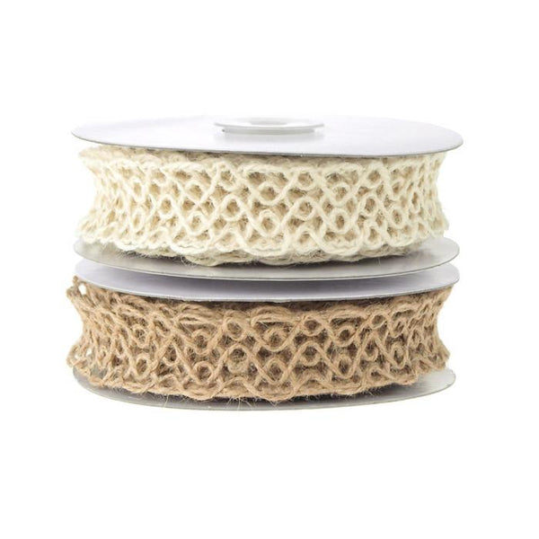 Open Weave Mesh Jute Wire Ribbon, 1-inch, 10-yard