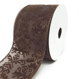 Velvet Fleur-De-Lis Sheer Wired Ribbon, Chocolate, 2-1/2-Inch, 10-Yard