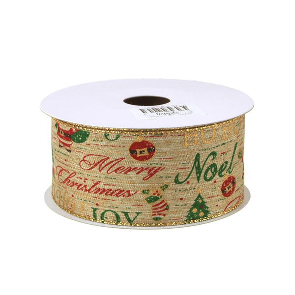 Holiday Christmas Print Polyester Ribbon, 2-1/2-Inch, 10 Yards