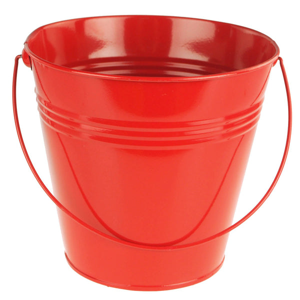 Metal Pail Bucket Party Favor, 7-Inch, Red