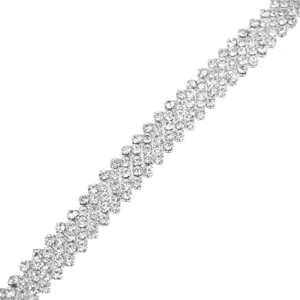 Five Row Zigzag Crystal Rhinestone Jewel Trim, Silver, 5/8-Inch, 1-Yard