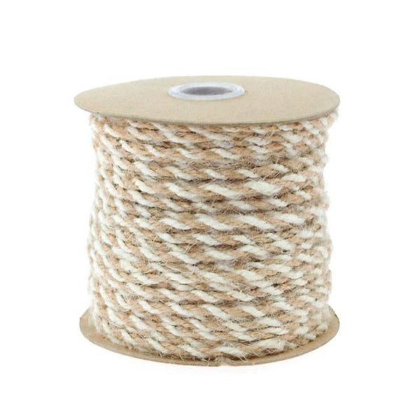 Bi-Colored Jute Twine Cord Rope Ribbon, 5/64-Inch or 2.5 mm, 50-Yard, Off White