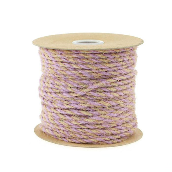 Bi-Colored Jute Twine Cord Rope Ribbon, 5/64-Inch or 2.5 mm, 50-Yard, Lavender