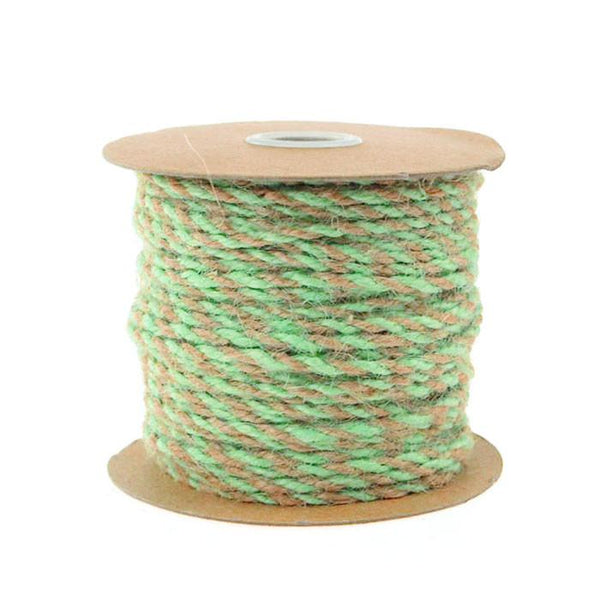 Bi-Colored Jute Twine Cord Rope Ribbon, 5/64-Inch or 2.5 mm, 50-Yard, Mint Green