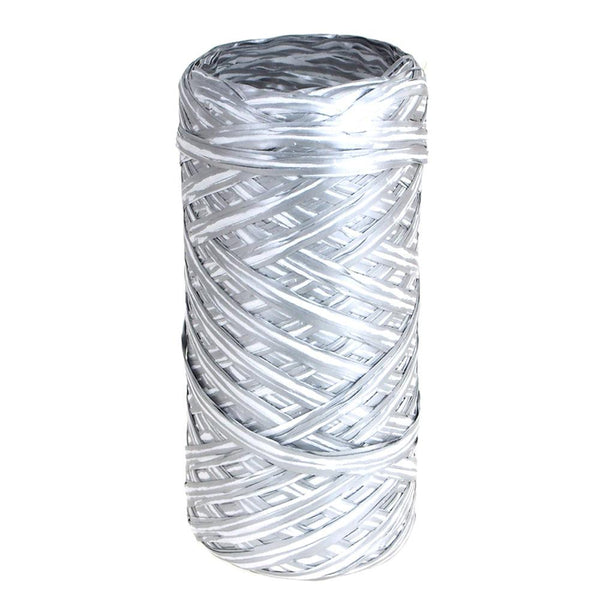 Synthetic Wraphia Raffia Roll, 5mm, 54 Yards, Metallic Silver