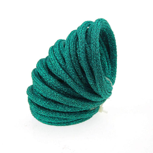 Wired Jute Cord Rope Packaging, 8mm, 9 Yards, Metallic Turquoise