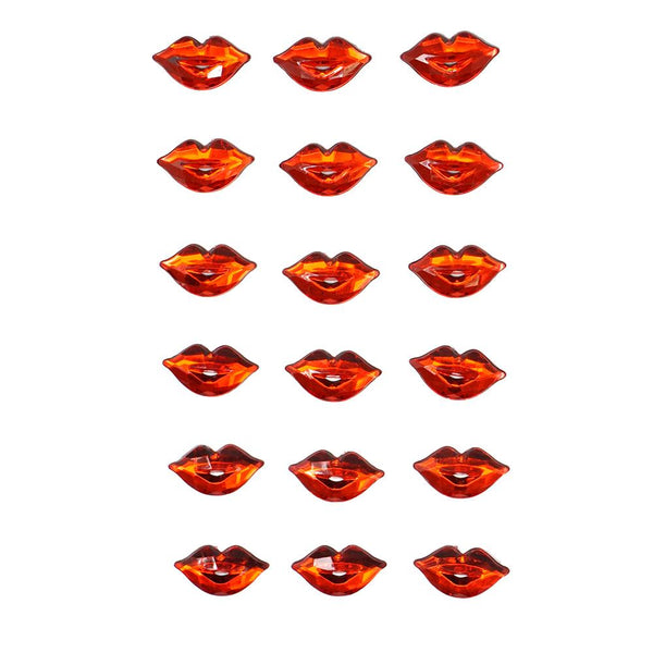 Smiling Lips Gem Stickers, Red, 1-Inch, 18-Count