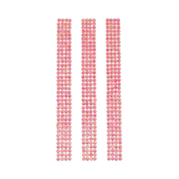 Rhinestone Gems Sticker Strips, Pink, 7-3/4-Inch, 3-Count