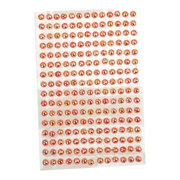 Self-Adhesive Flower Rhinestone Stickers, 3mm, 12-count, Red