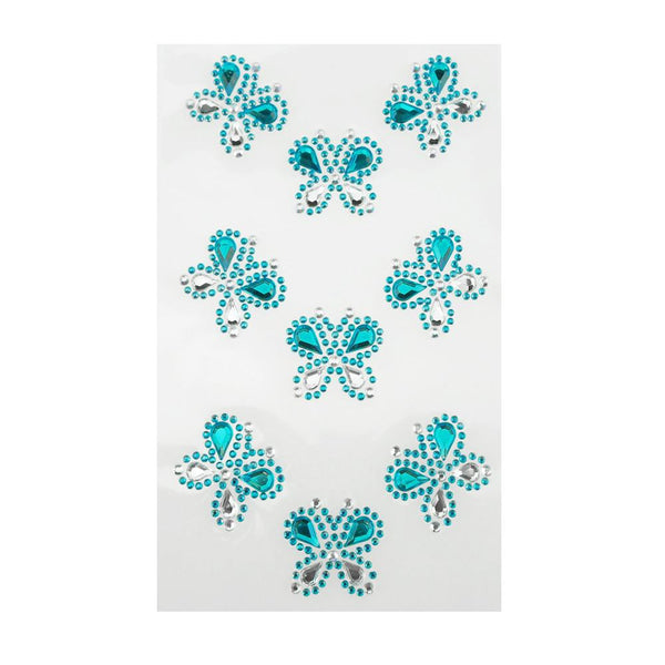 Self Adhesive Butterfly Rhinestone Stickers, 9-count, Aqua