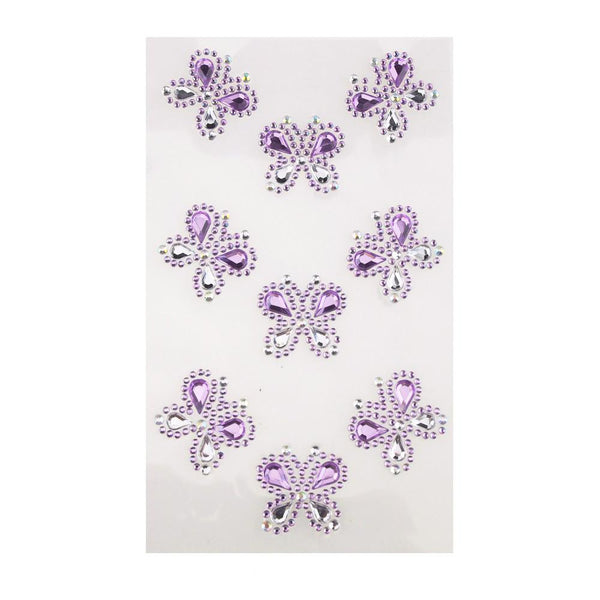 Self Adhesive Butterfly Rhinestone Stickers, 9-count, Lavender