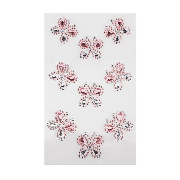 Self Adhesive Butterfly Rhinestone Stickers, 9-count, Pink