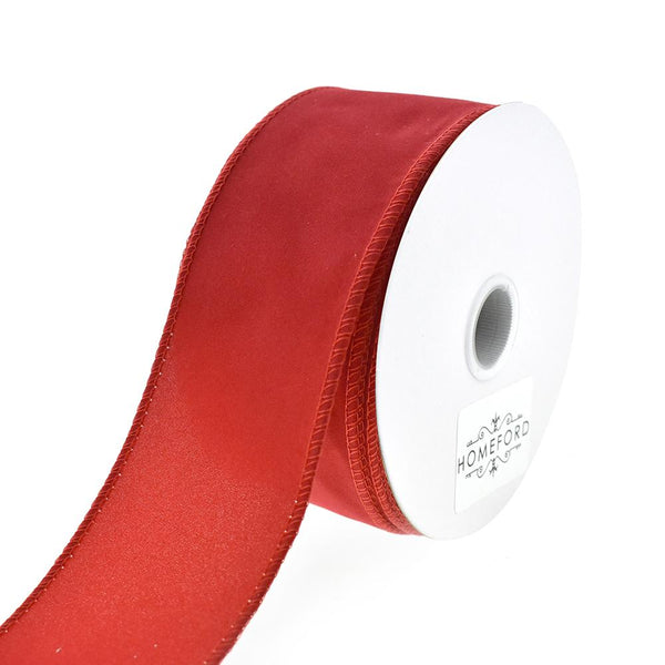 Christmas Velvet Wired Edge Ribbon, Red, 2-1/2-Inch, 25-Yard