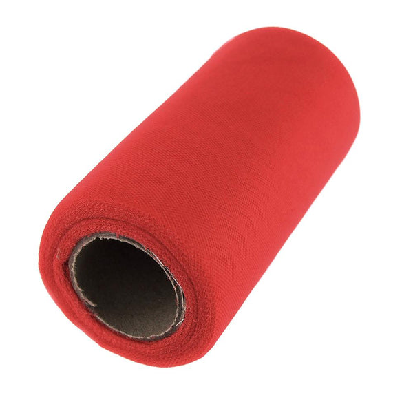 Premium American Tulle Spool Roll, Made in the USA, 6-Inch, 25 Yards, Red