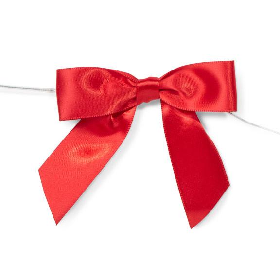 Pre-Tied Satin Bows, 7/8-Inch, 12-Piece, Red