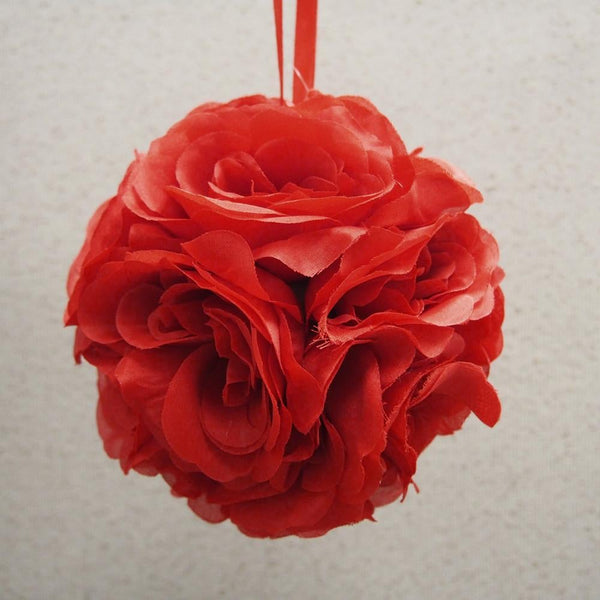 Silk Flower Kissing Balls Wedding Centerpiece, 6-Inch, Red