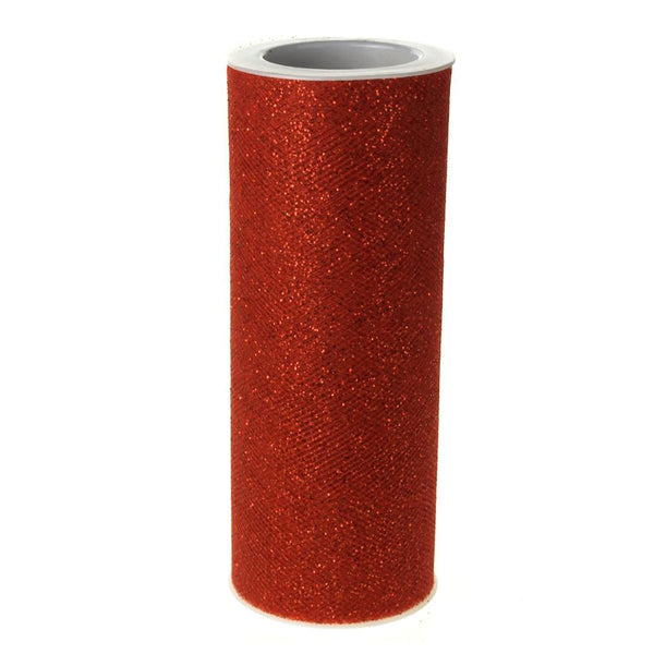 Glitter Tulle Spool Fabric Net, 5 1/2-Inch, 10-yard, Red