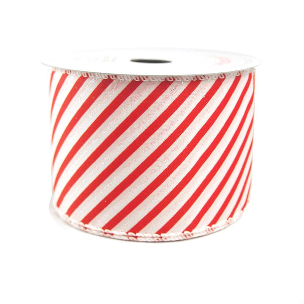 Iridescent Candy Striped Ribbon, 2 1/2-Inch, 10 Yards, Red