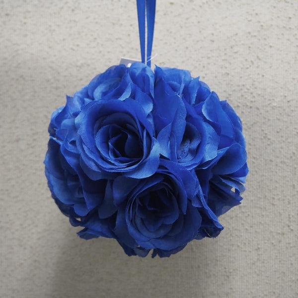 Silk Flower Kissing Balls Wedding Centerpiece, 6-Inch, Royal Blue