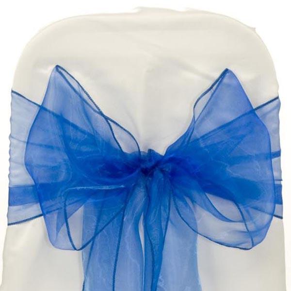 Organza Chair Bow Sash, 9-inch, 10-feet, 6-piece, Royal Blue