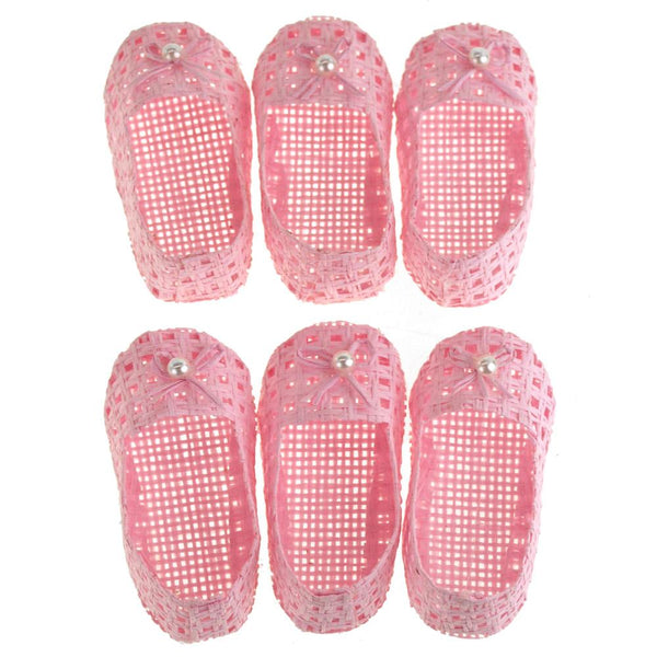 Mini Woven Favor Bags, Baby Shoes, Pink, 3-Inch, 6-Piece