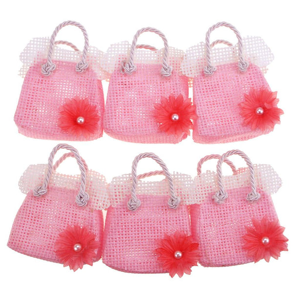 Mini Woven Favor Bags, Jumper Dress, Pink, 2-3/4-Inch, 6-Piece