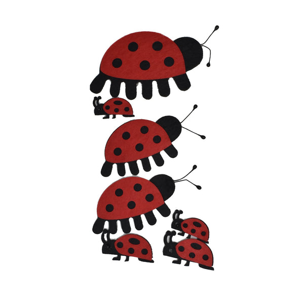 Felt Crawling Lady Bug Die Cut Stickers, Assorted Sizes, 7-Piece