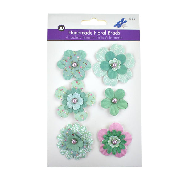 Paper Craft Floral Brads, 6-Piece, Delicate