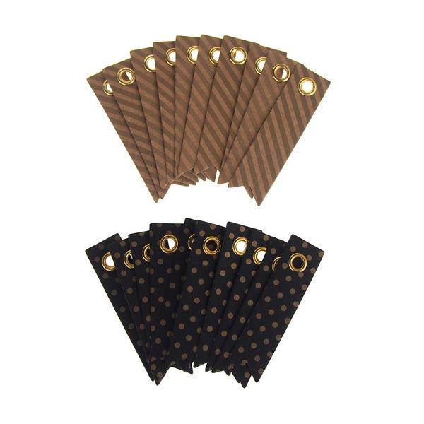 Kraft Pattern Paper Pennant Tags, Black/Natural, 2-Inch, 20-Count