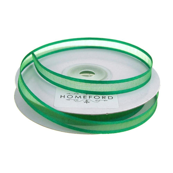 Satin Edge Sheer Organza Ribbon, 3/8-Inch, 25 Yards, Emerald Green