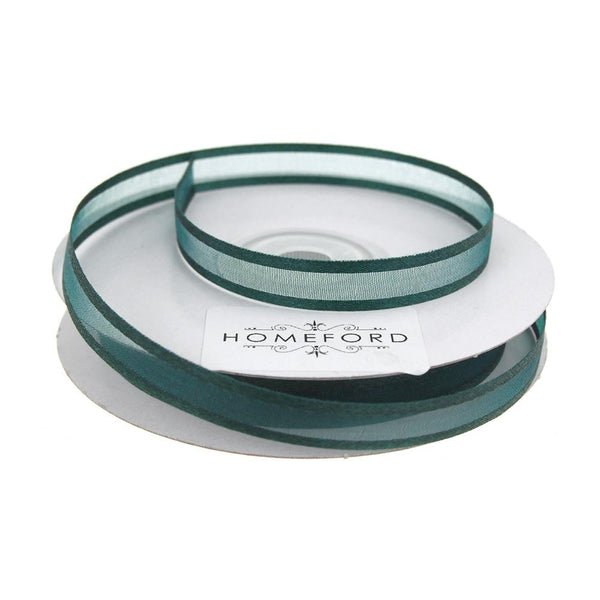 Satin Edge Sheer Organza Ribbon, 3/8-Inch, 25 Yards, Hunter Green