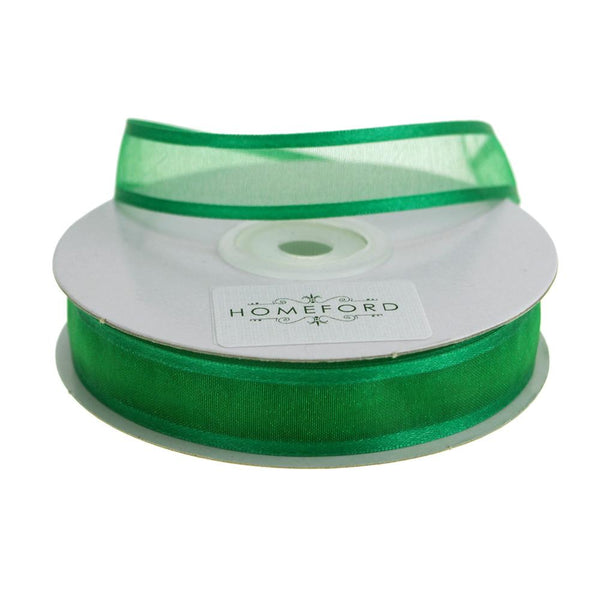 Satin-Edge Sheer Organza Ribbon, 5/8-Inch, 25 Yards, Emerald Green