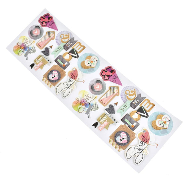 Love Sentiments 3D Fancy Paper Stickers, 20-Piece