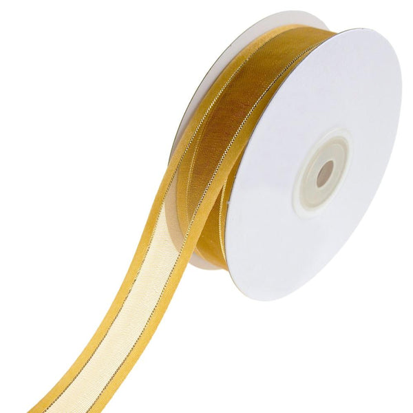 Gold-Lined Satin Edge Organza Ribbon, Antique Gold, 7/8-Inch, 25-Yard