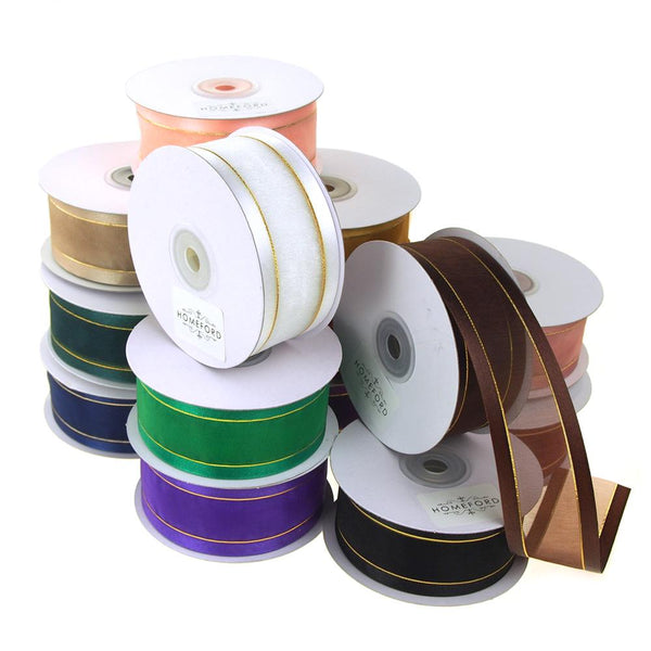 Gold-Lined Satin Edge Organza Ribbon, 1-1/2-Inch, 25-Yard