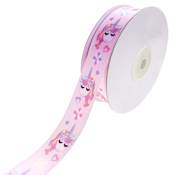 Lovely Unicorn Satin Ribbon, Pink, 7/8-Inch, 10-Yard