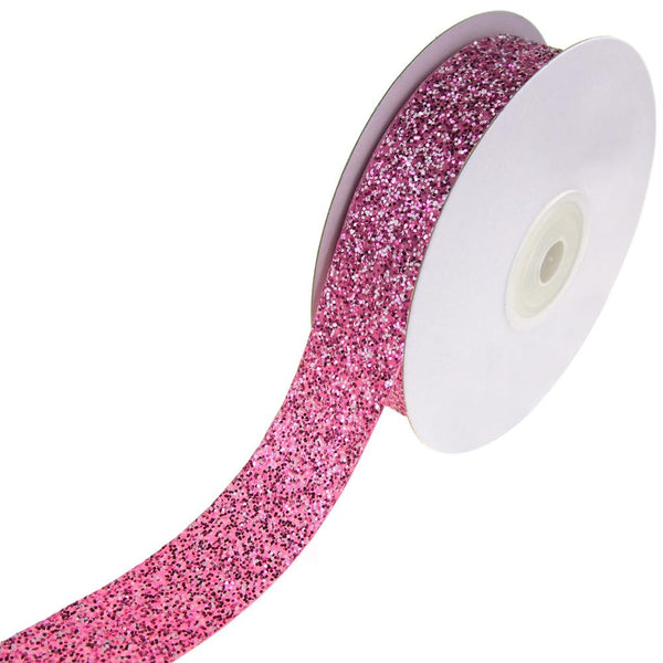 Frosted Sparkling Glitter Ribbon, Pink, 7/8-Inch, 10-Yard