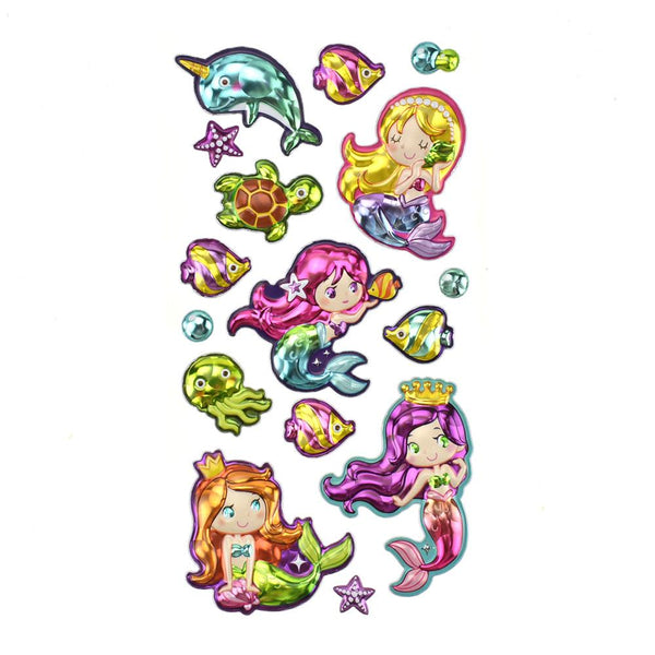 Metallic Balloon Blast Mermaid Paper Craft Stickers, 16-Piece