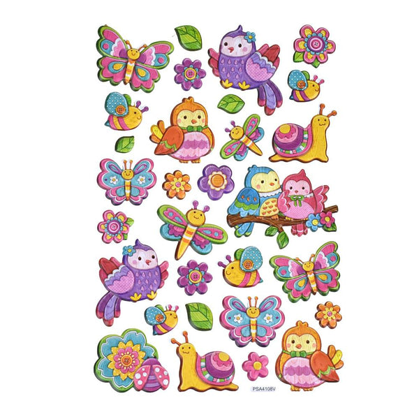 Flying Friends Birds & Butterflies 3D Puffy Stickers, 30-Piece