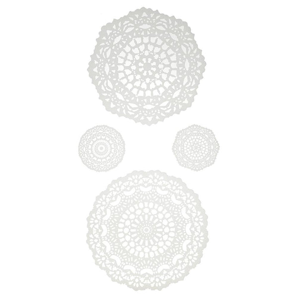 Doily Paper Craft Stickers, White, 4-Piece