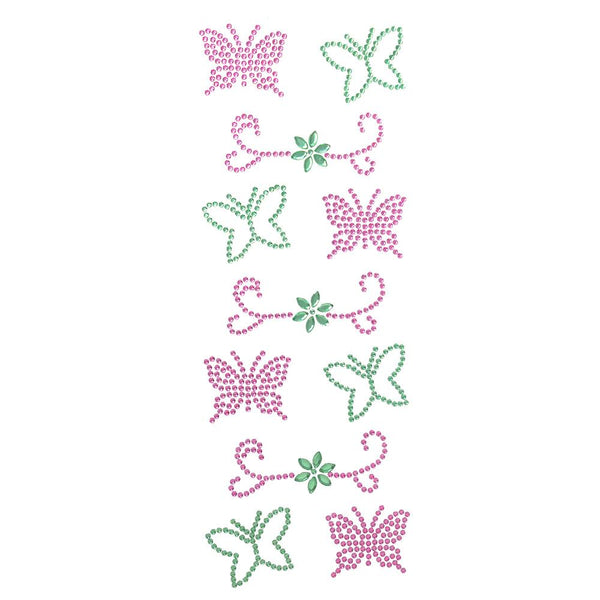 Floral Butterfly Gem Art Craft 3D Stickers, Pink/Green, 11-Piece