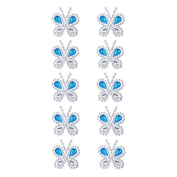 Rhinestone Butterfly Stickers, Turquoise, 1-1/2-Inch, 10-Count