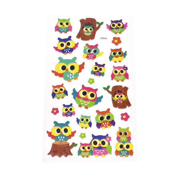 Tree Owls Puffy 3D Stickers, 23-Piece