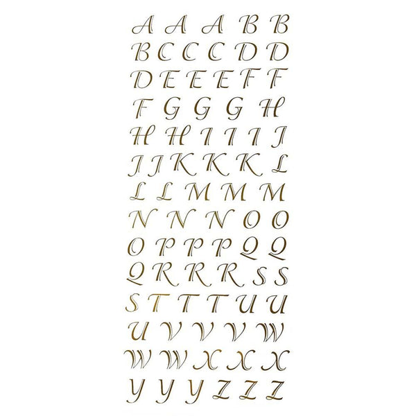 Gold Script Alphabet Letter Fancy Foil Stickers, 1/2-Inch, 78-Count