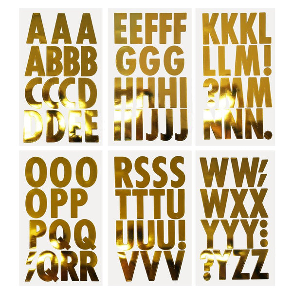 Big Font Alphabet Letter Stickers, Caps, 3-Inch, 82-Count, Metallic Gold