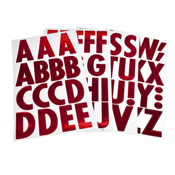 Big Font Alphabet Letter Stickers, Caps, 3-Inch, 82-Count, Metallic Red