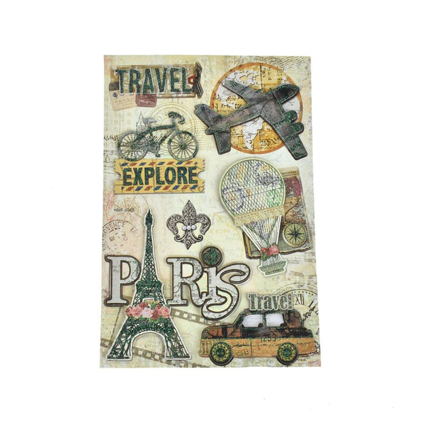 Travel Glitter Paper Craft Stickers, 7-Piece