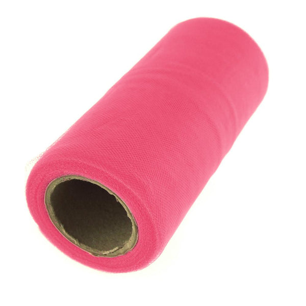 Premium American Tulle Spool Roll, Made in the USA, 6-Inch, 25 Yards, Shocking Pink