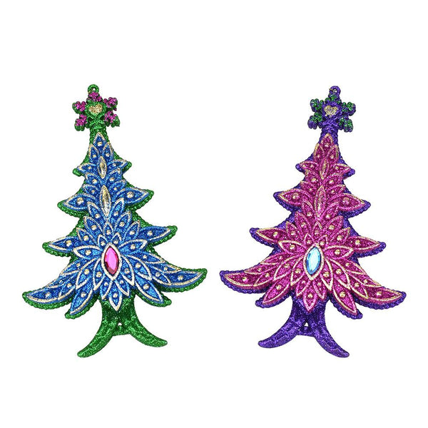 Peacock Glitter Christmas Tree Ornaments, 6-Inch, 2-Piece