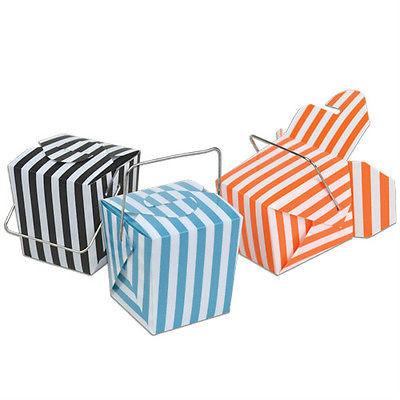 Striped Mini Take Out Boxes with Wire Handle, 1-5/8-inch, 12-Piece